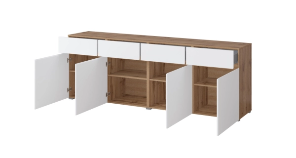 Komoda BONIFACIO 4D4S, dub wotan/bílá