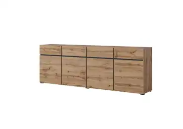 Komoda BONIFACIO 4D4S, dub wotan/černá