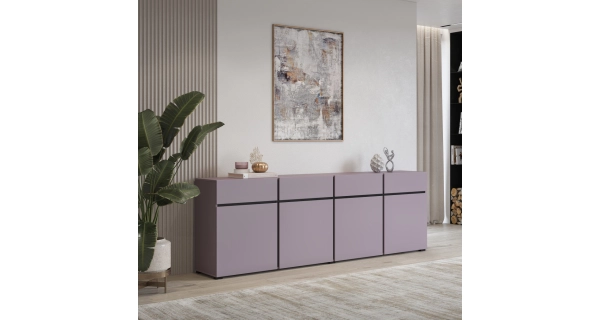 Komoda BONIFACIO 4D4S, švestková/černá