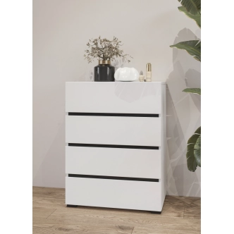 Komoda BONIFACIO 4S 60 cm, bílá/černá