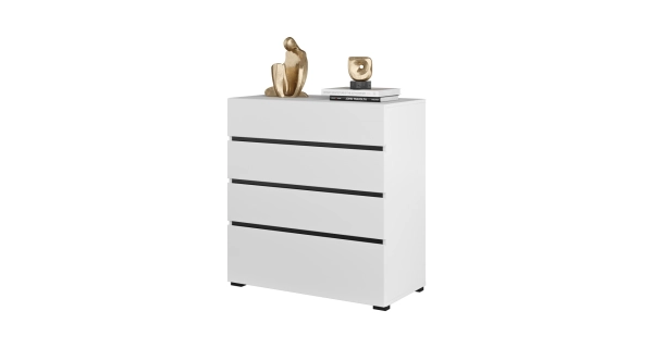 Komoda BONIFACIO 4S 80 cm, bílá/černá