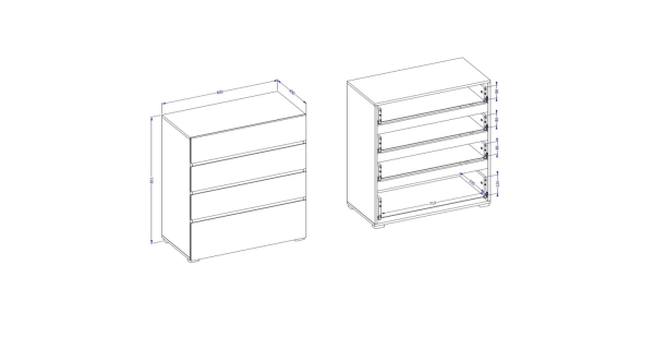 Komoda BONIFACIO 4S 80 cm, bílá/černá