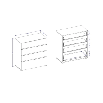 Komoda BONIFACIO 4S 80 cm, congo/černá