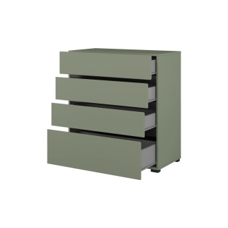 Komoda BONIFACIO 4S 80 cm, zelená/černá