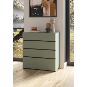 Komoda BONIFACIO 4S 80 cm, zelená/černá