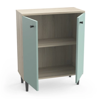 Komoda BOREROS 2D, dub kronberg/zelená