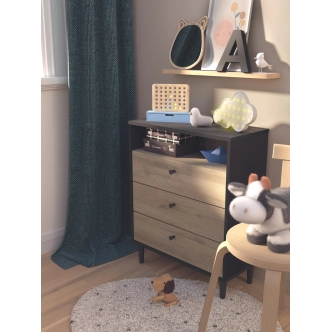 Komoda BOREROS 3S, černá struktura/dub kronberg