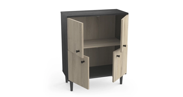 Komoda BOREROS 4D, černá struktura/dub kronberg