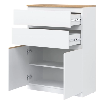 Komoda BORROMEO 2D2S, bílá/dub evoke