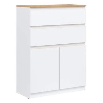 Komoda BORROMEO 2D2S, bílá/dub evoke