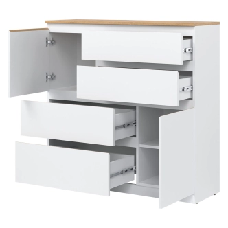 Komoda BORROMEO 2D4S, bílá/dub evoke