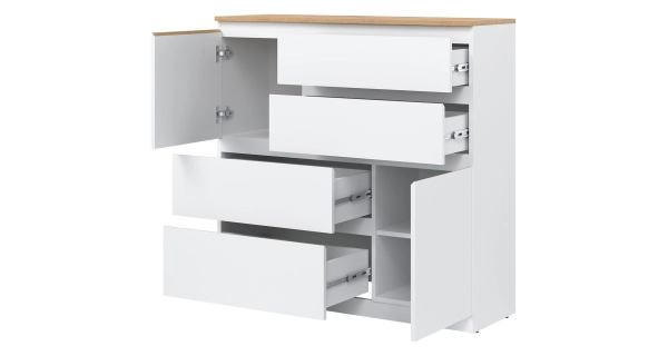 Komoda BORROMEO 2D4S, bílá/dub evoke