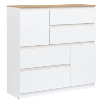 Komoda BORROMEO 2D4S, bílá/dub evoke