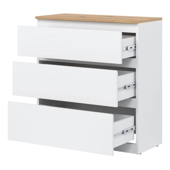 Komoda BORROMEO 3S, bílá/dub evoke