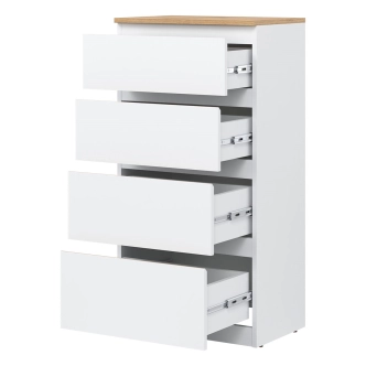 Komoda BORROMEO 4S, bílá/dub evoke