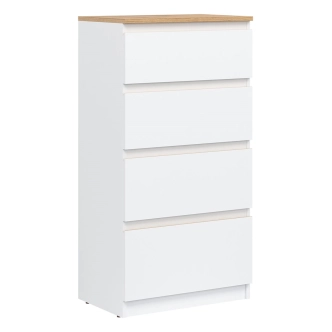 Komoda BORROMEO 4S, bílá/dub evoke