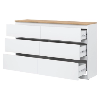 Komoda BORROMEO 6S, bílá/dub evoke