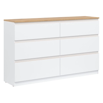 Komoda BORROMEO 6S, bílá/dub evoke
