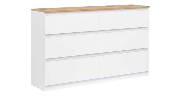 Komoda BORROMEO 6S, bílá/dub evoke
