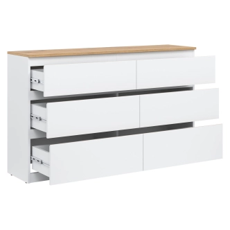 Komoda BORROMEO 6S, bílá/dub evoke