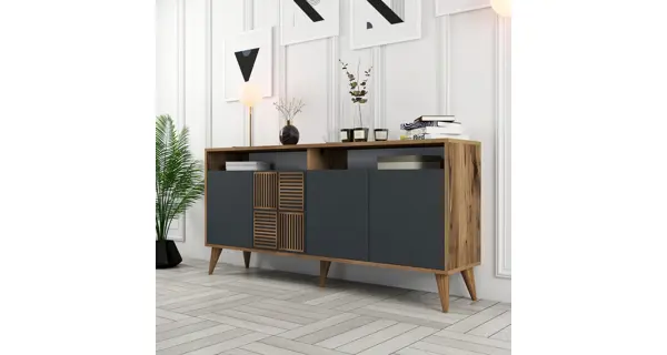 Komoda BRADLEY 160 cm, vlašský ořech/antracit