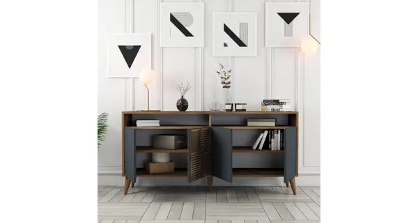 Komoda BRADLEY 160 cm, vlašský ořech/antracit