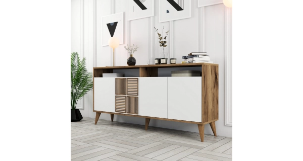 Komoda BRADLEY 160 cm, vlašský ořech/bílá