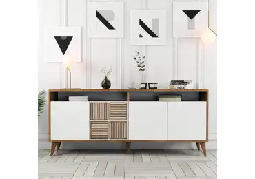 Komoda BRADLEY, vlašský ořech/bílá