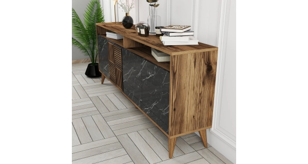 Komoda BRADLEY, vlašský ořech/černá