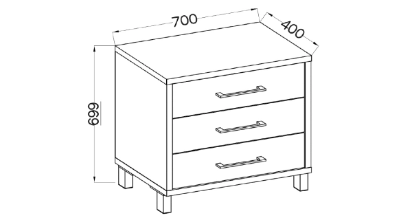 Komoda BRASSICA 3S, světle šedá
