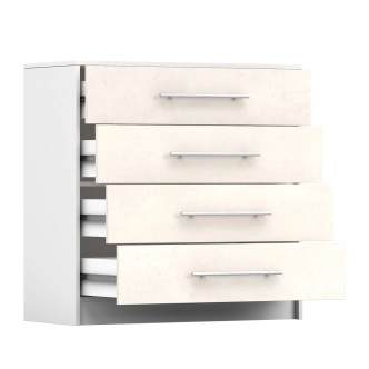 Komoda BRIGIDA 4S, bílá/hedvábí
