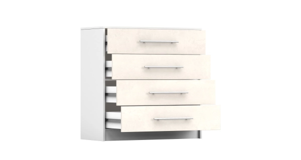 Komoda BRIGIDA 4S, bílá/hedvábí