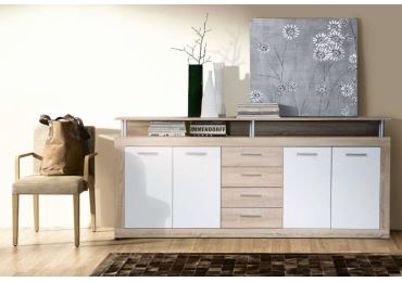 Komoda CALEDONIA, dub sonoma/bílá
