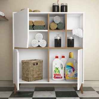 Komoda CERA, bílá/vlašský ořech