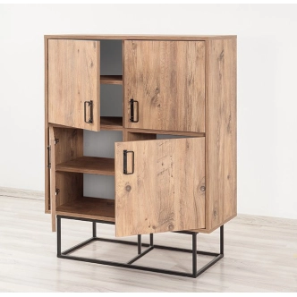 Komoda CEZAR 4D, atlantská borovice/černá