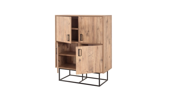 Komoda CEZAR 4D, atlantská borovice/černá