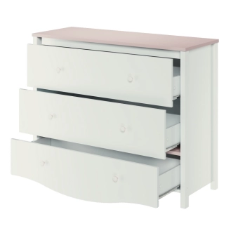Komoda CHAUL 3S, bílá/růžová