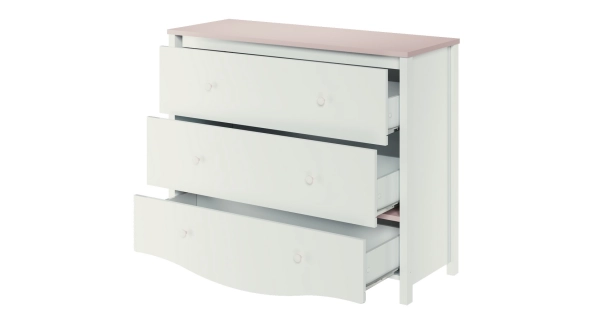 Komoda CHAUL 3S, bílá/růžová