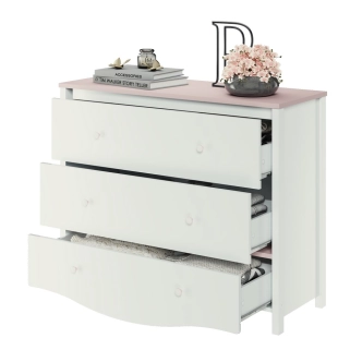 Komoda CHAUL 3S, bílá/růžová
