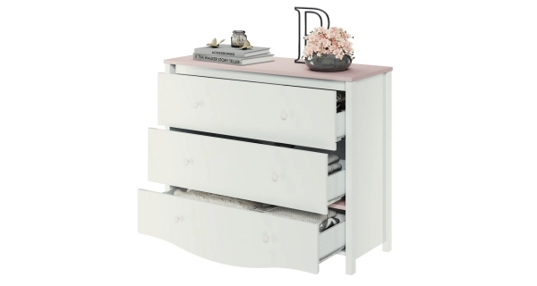 Komoda CHAUL 3S, bílá/růžová