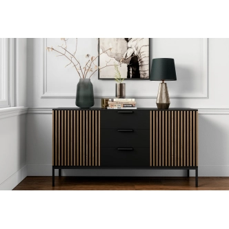 Komoda CHRISTOBEL, černý mat/dub artisan