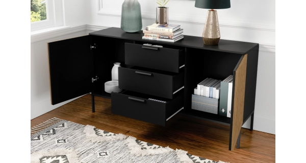 Komoda CHRISTOBEL, černý mat/dub artisan