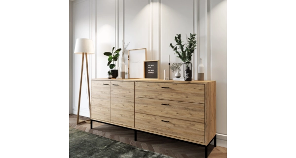 Komoda CLAPTON, dub/černá