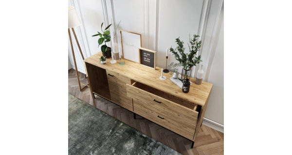 Komoda CLAPTON, dub/černá