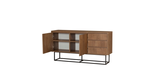 Komoda CLYDE, vlašský ořech/černá