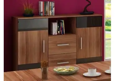 Komoda DAMARA, švestka/černý lesk