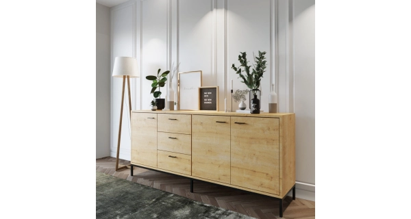 Komoda DERBIANA, dub/černá