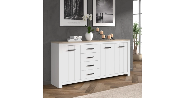 Komoda DON, bílá/dub bianco, 5 let záruka