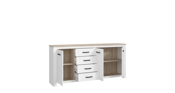 Komoda DON, bílá/dub bianco, 5 let záruka