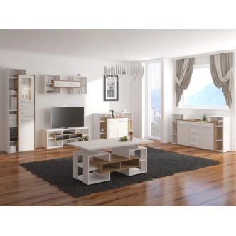 Komoda DORINDA 2D, dub burgundský/bílá, 5 let záruka